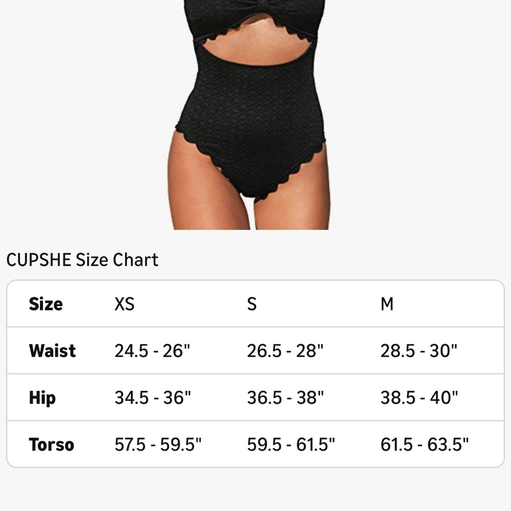 Cupshe Black Scalloped One-Piece Swimsuit size small - Picture 4 of 11